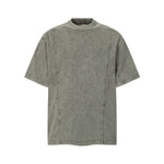 Vintage Washed Distressed Short Sleeve Panel Design Tee