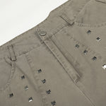 Square Stud Detail Wide Leg Pants