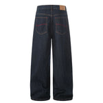 Patchwork Curved Wide-Leg Raw Denim Premium Jeans