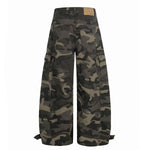 Camouflage Utility Wide Leg Adjustable Hem Pants