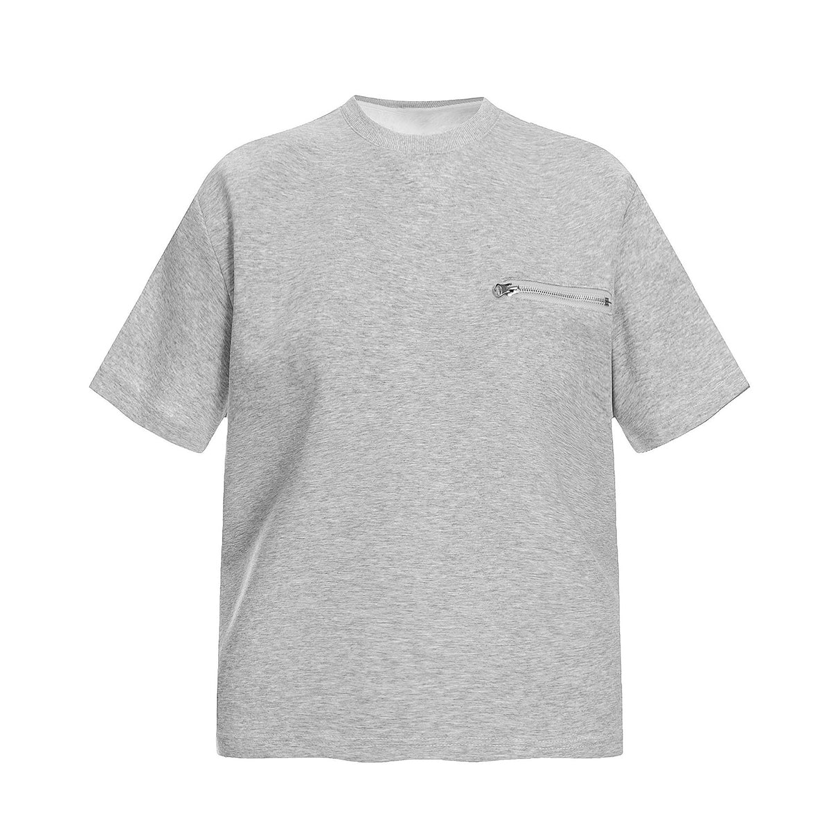 American Streetwear Deconstructed Zip Slim Solid Tee
