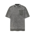 Vintage Washed Patchwork Short Sleeve Chest Pocket Tee