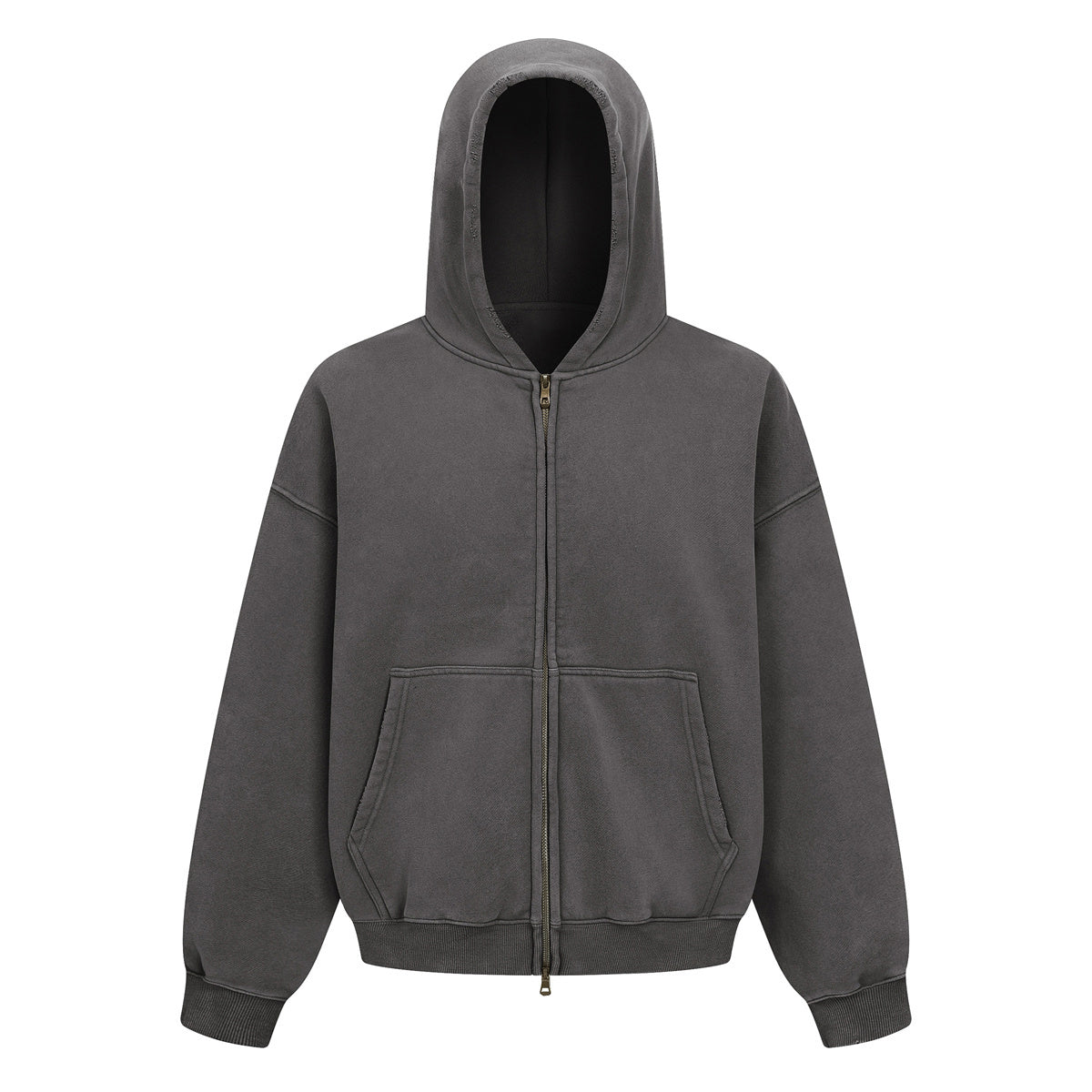 Vintage Oversized Full Zip Kangaroo Pocket Hoodie