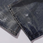 Wide Leg Distressed Paint Splatter Denim Jeans