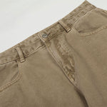 Adjustable Cuffs High Waist Wide Leg Beige Cargos