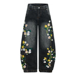 Vintage Slub Embroidered Curved Blade Relaxed Jeans