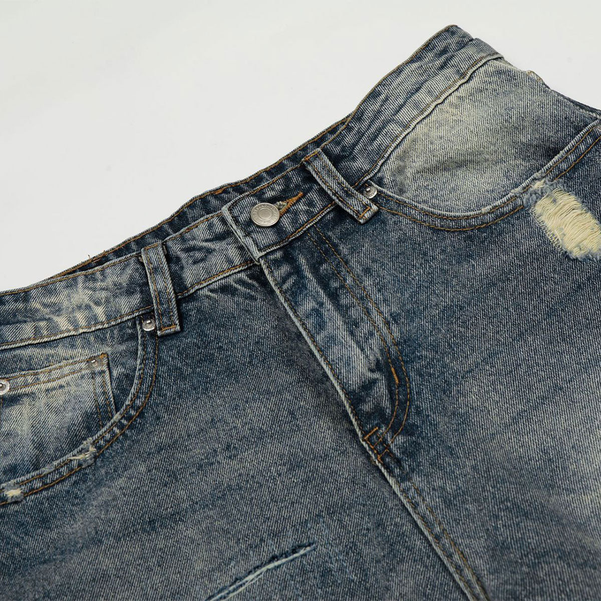 Distressed High Waist Wide Leg Jeans