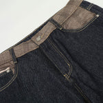 Raw Wide Leg Contrast Cuffed Jeans