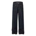 Raw Denim Straight-Leg Jeans High-Street Turquoise Accent