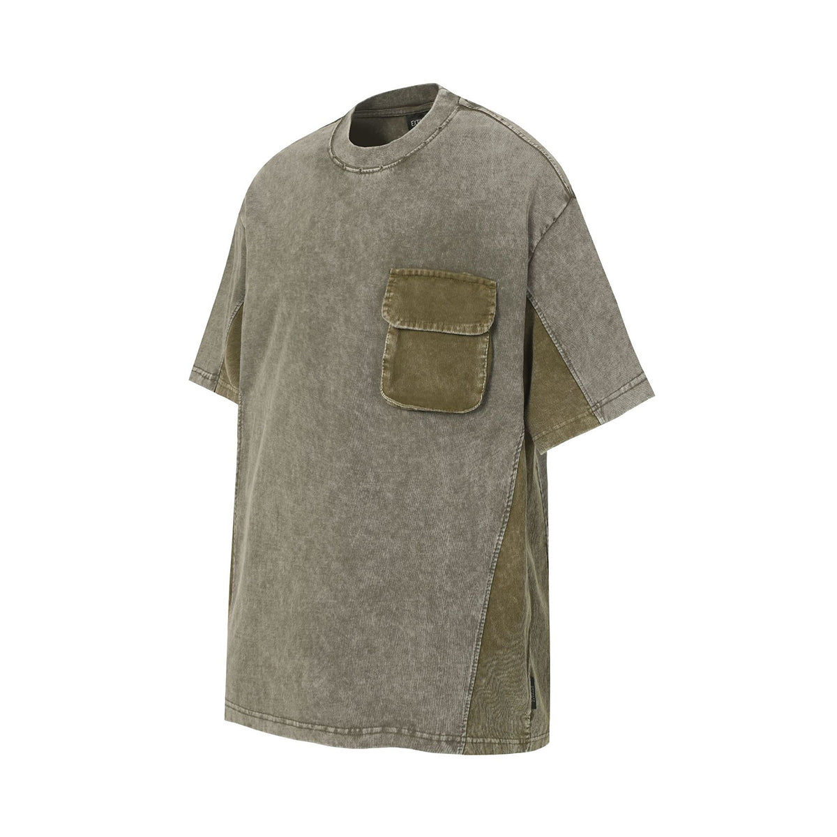 Streetwear Inspired Color Blocked Washed Casual Cotton Tee