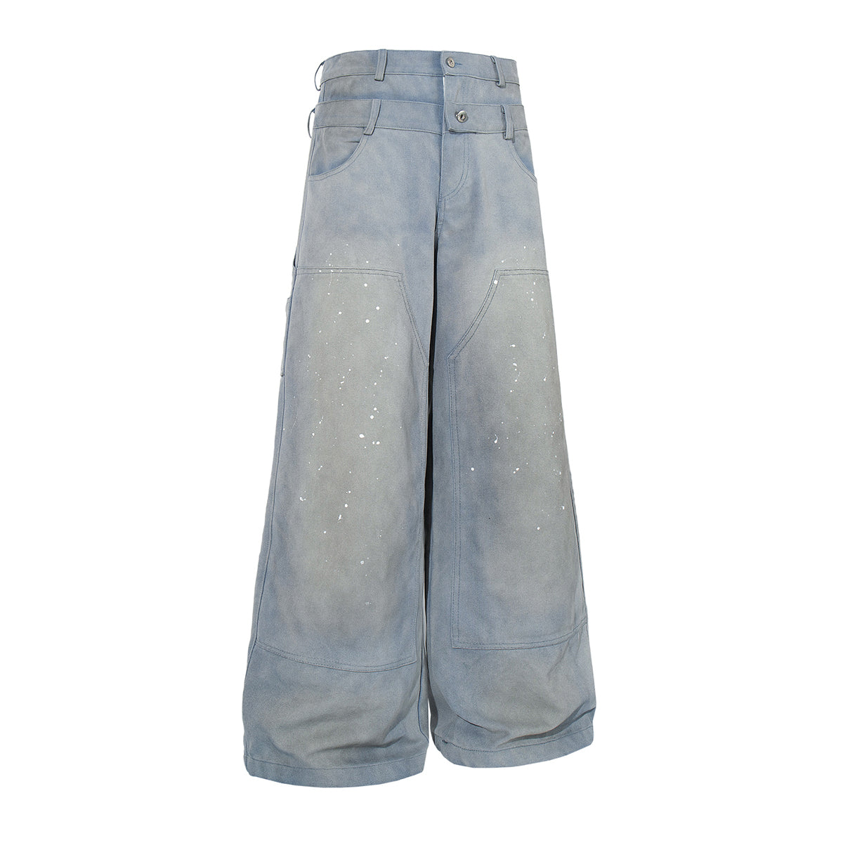 Distressed Detailing Vintage Wide Leg Painter Pants