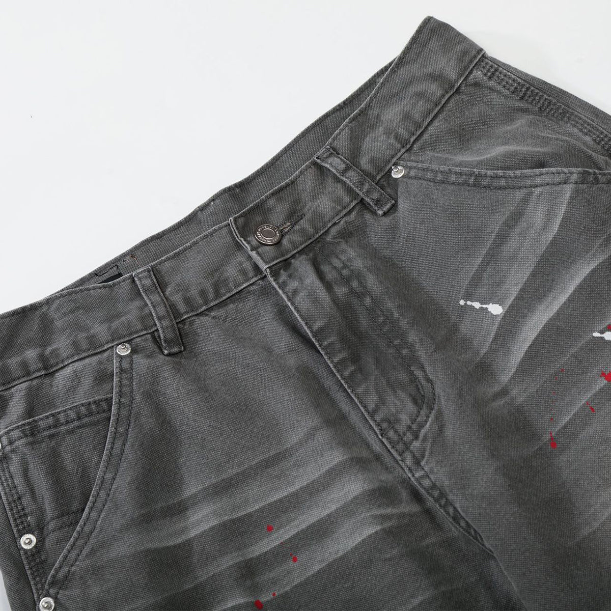 Wide Leg Banana Jeans Cat Whisker Painted Denim