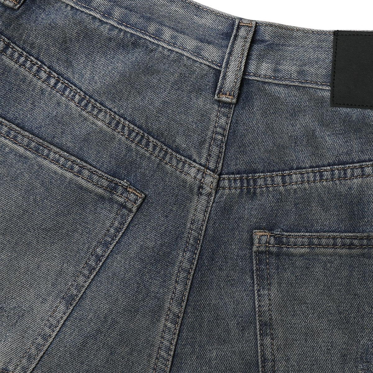 High Street Vintage Washed Raw Denim Wide Leg Ripped Patchwork Jeans