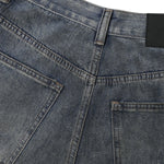 High Street Vintage Washed Raw Denim Wide Leg Ripped Patchwork Jeans