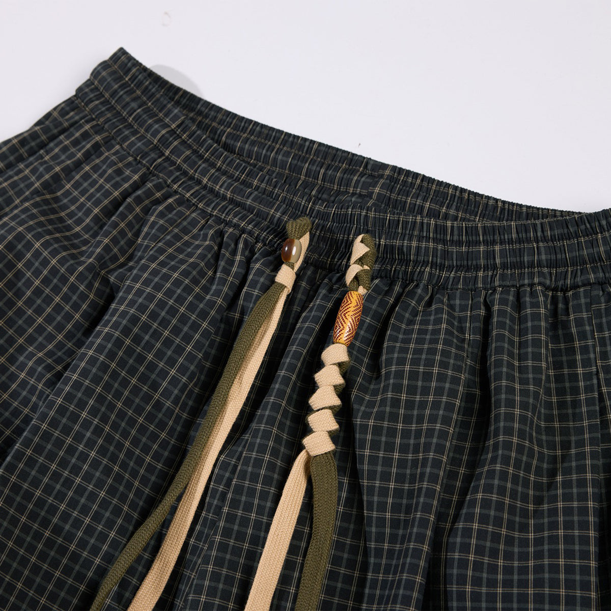 Vintage Plaid Wide Leg Relaxed Drawstring Pants