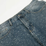 Vintage Speckled Wash Wide Leg Denim Jeans