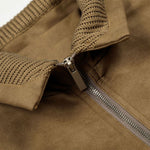 Suede Boxy Fit Padded Jacket Trimmed