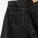 High Street Vintage Washed Raw Denim Wide Leg Curved Jeans