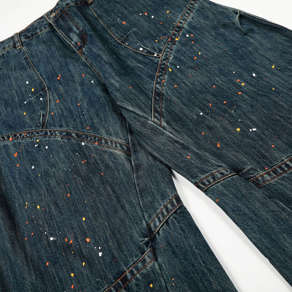 Paint Splatter American High Street Wide Denim