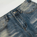 Distressed Paint Splatter High Waist Wide Leg Jeans