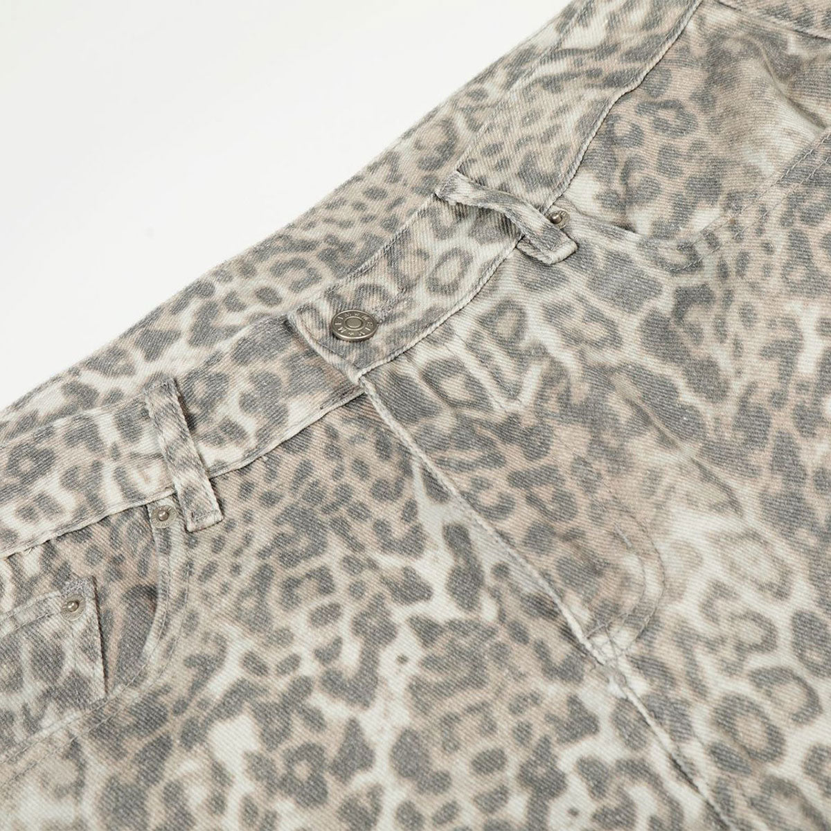 Leopard Print Cargo Wide-Leg Denim Pants