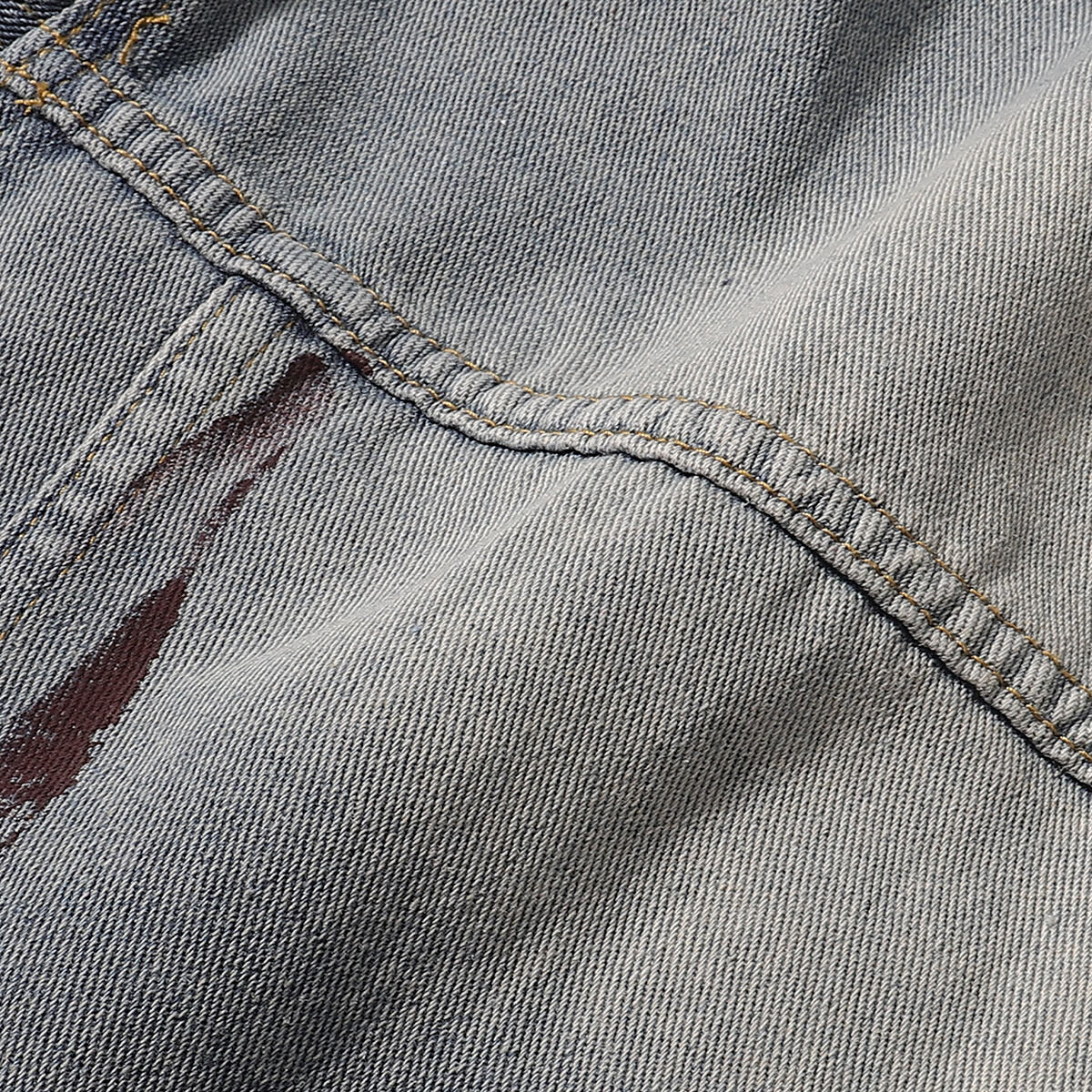 Paint-Spray Ripped Denim Trucker Jacket