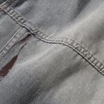 Paint-Spray Ripped Denim Trucker Jacket