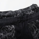 Marble Pattern Panels Black Wide Leg Painter Pants