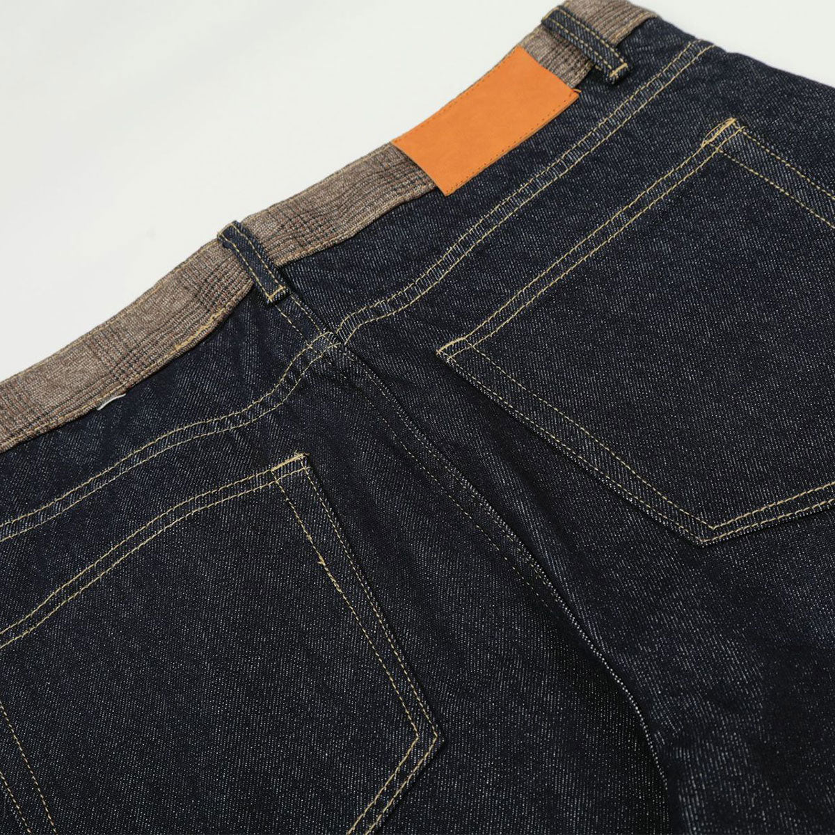 Raw Wide Leg Contrast Cuffed Jeans