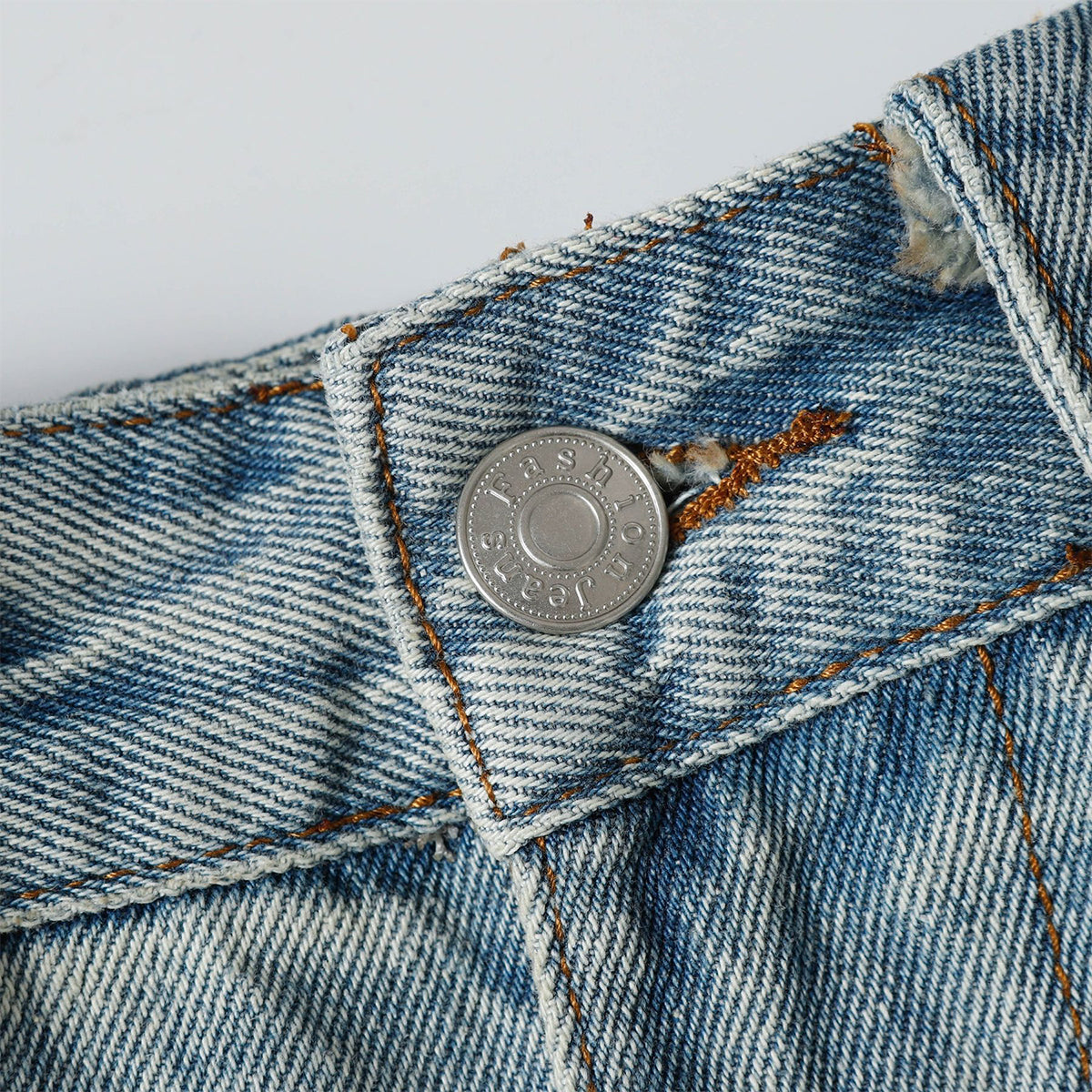 High Street Wide Leg Deconstructed Vintage Washed Loose Jeans