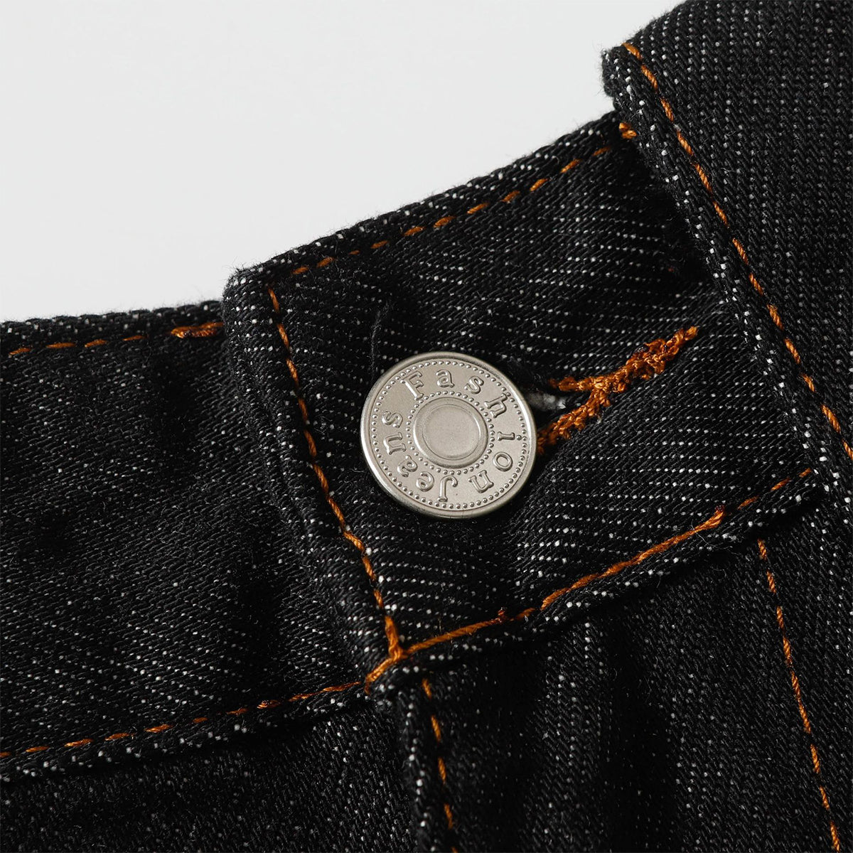 High Street Vintage Washed Raw Denim Wide Leg Curved Jeans