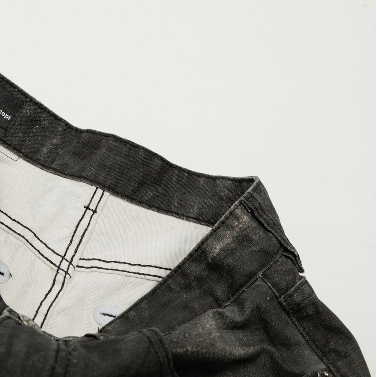 Premium High Street Washed Whisker Loose Straight Jeans