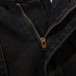 Artistic Brown Fade Geometric Stitching Black Denim Wide Leg Jeans