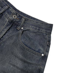 High Street Vintage Washed Raw Denim Wide Leg Ripped Patchwork Jeans