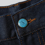 Raw Denim Straight-Leg Jeans High-Street Turquoise Accent