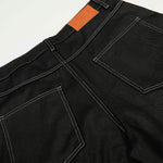 Black Wide Leg Contrast Stitch Denim Pants