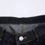 Premium Raw Denim Panel Stitch Wide-Leg Jeans
