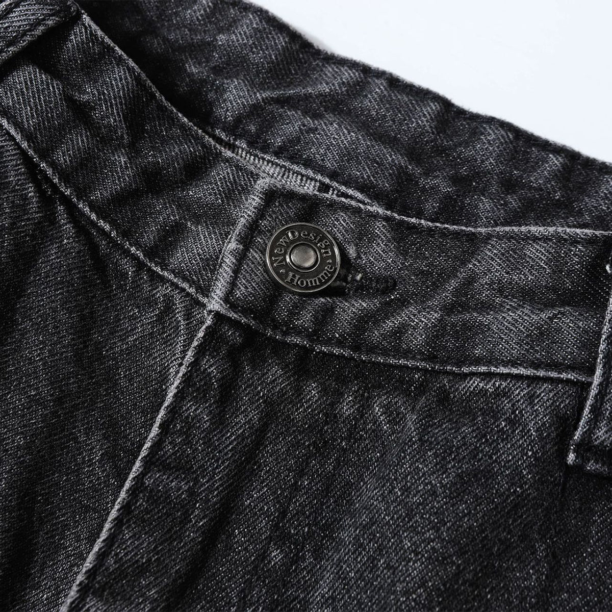 Black Zipper Detail Techwear Utility Denim Cargo Pants