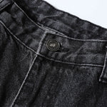Black Zipper Detail Techwear Utility Denim Cargo Pants