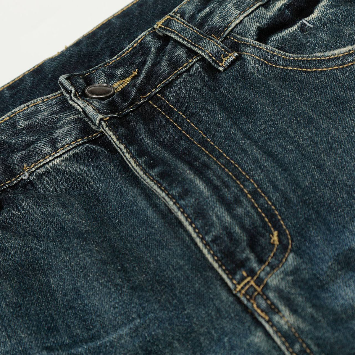 Faded Whisker Detailing Distressed Wide Leg Denim Jeans