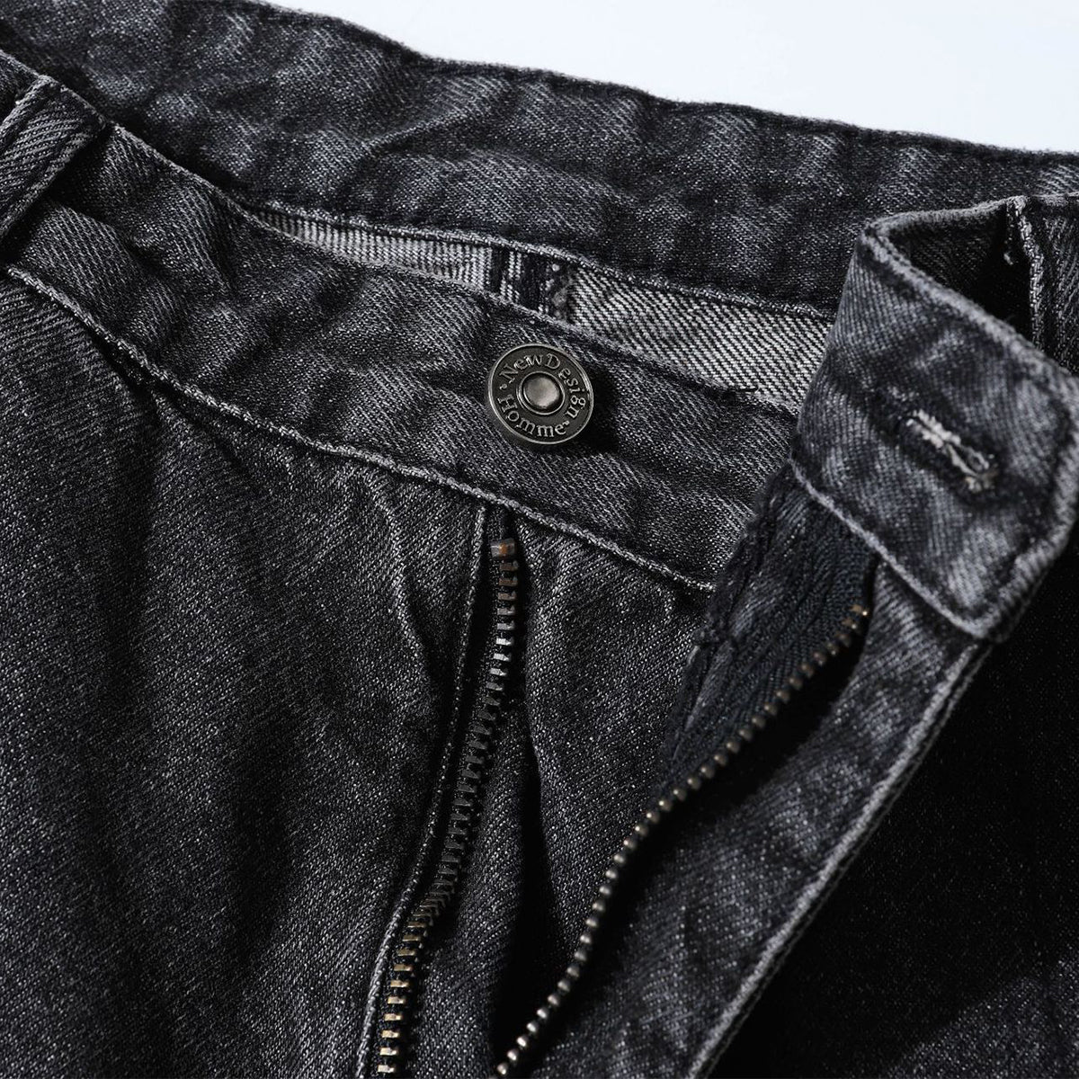 Black Zipper Detail Techwear Utility Denim Cargo Pants