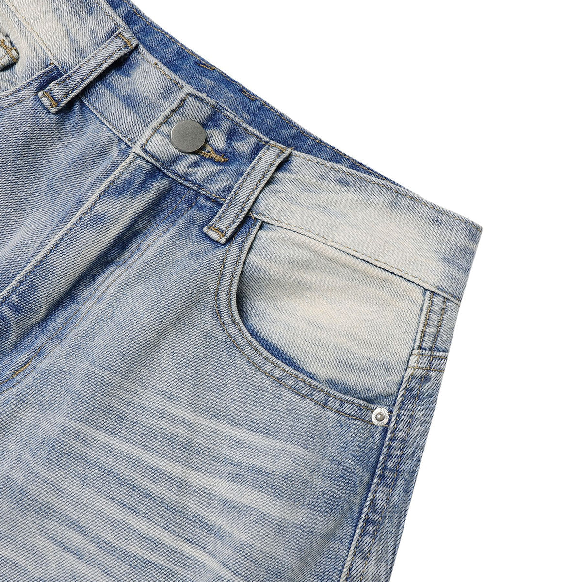 Vintage Light Wash Wide Leg High Street Casual Denim