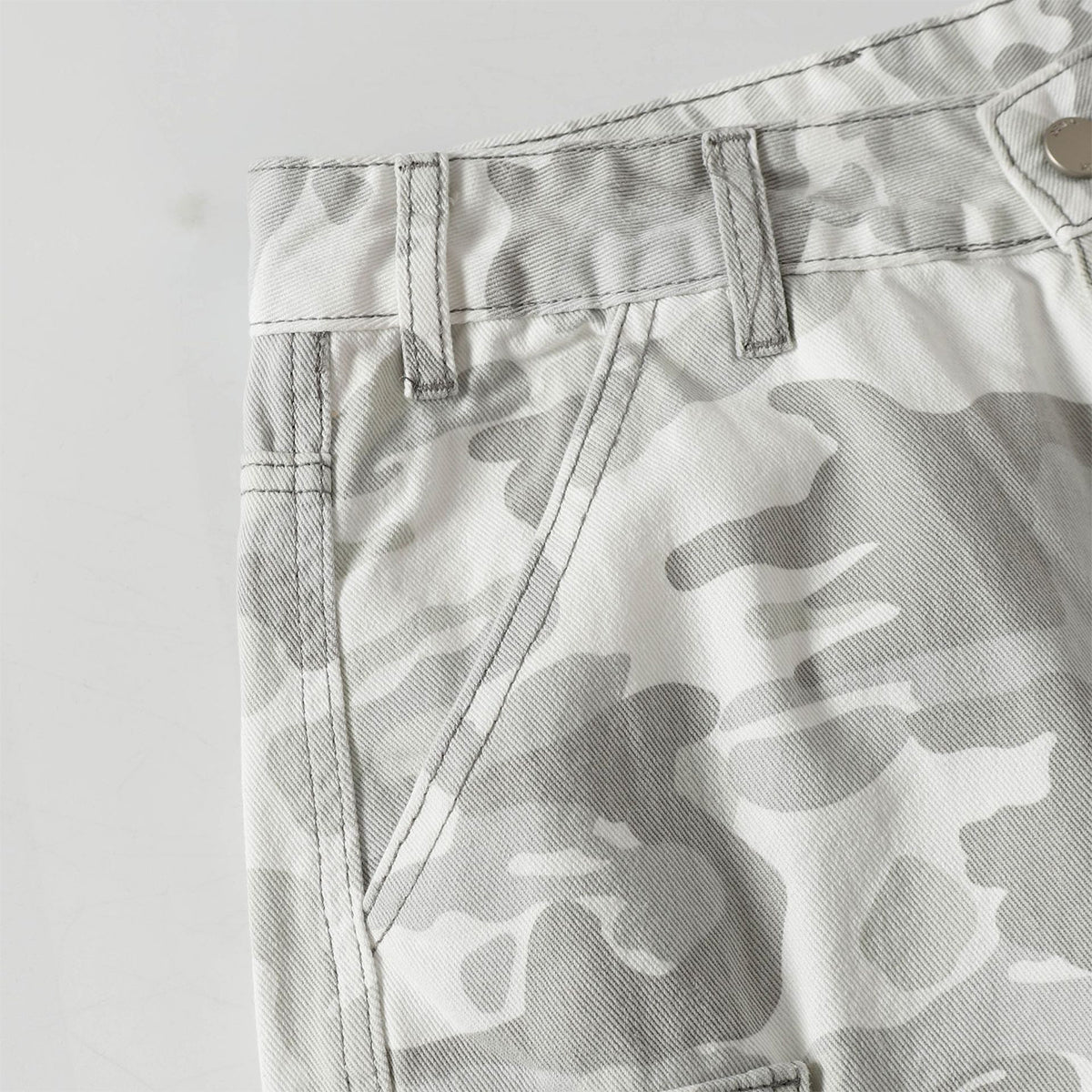 Snow Camo Combat Multi Pocket Wide Leg Cargo Pants