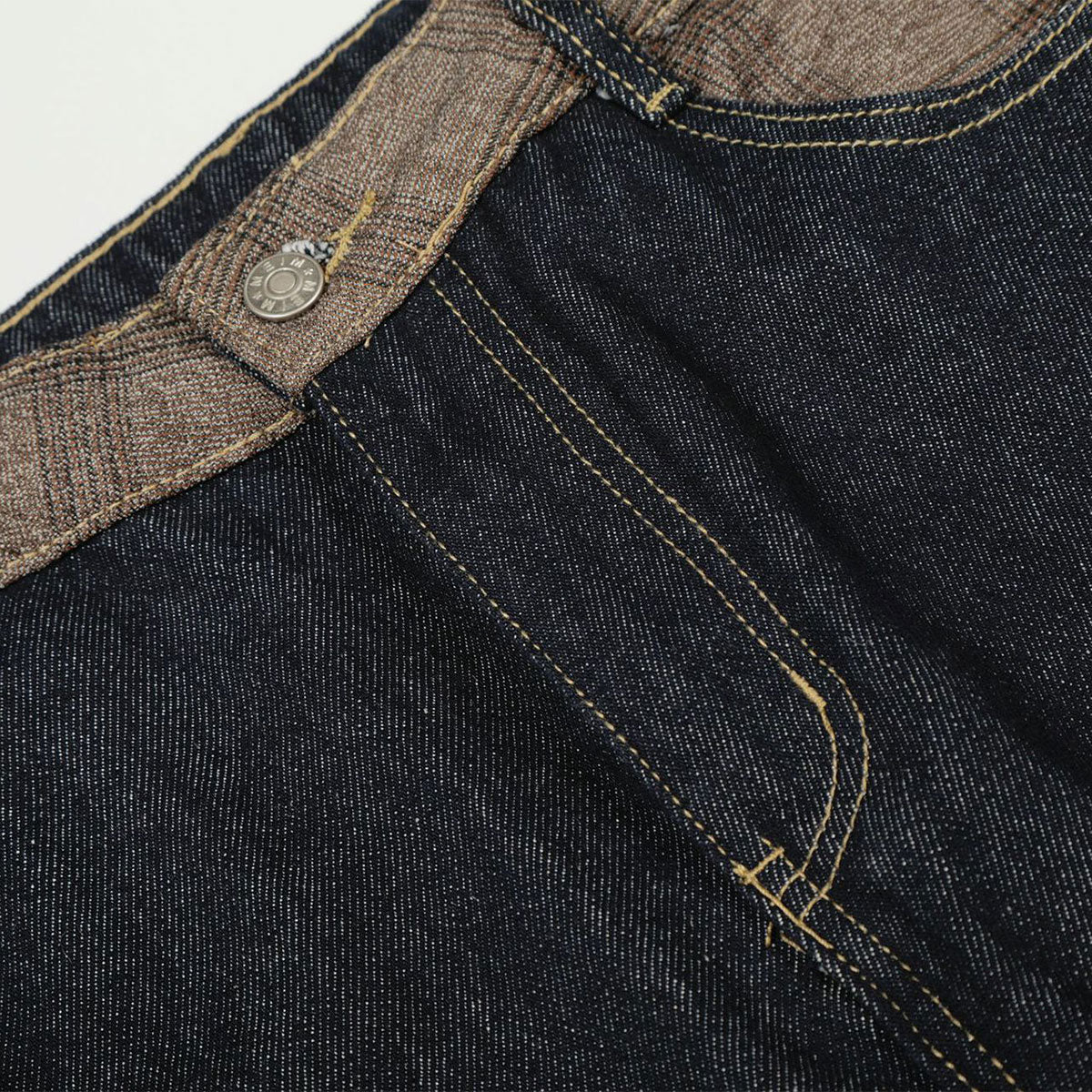 Raw Wide Leg Contrast Cuffed Jeans