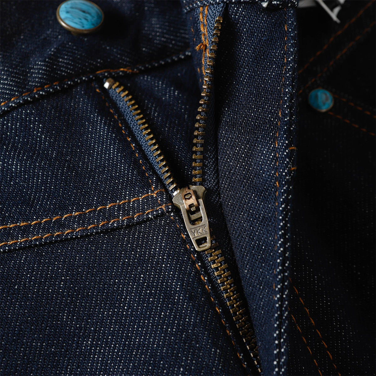 Raw Denim Straight-Leg Jeans High-Street Turquoise Accent