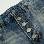 Light Wash Wide Leg Button Front Denim