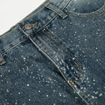 Vintage Speckled Wash Wide Leg Denim Jeans
