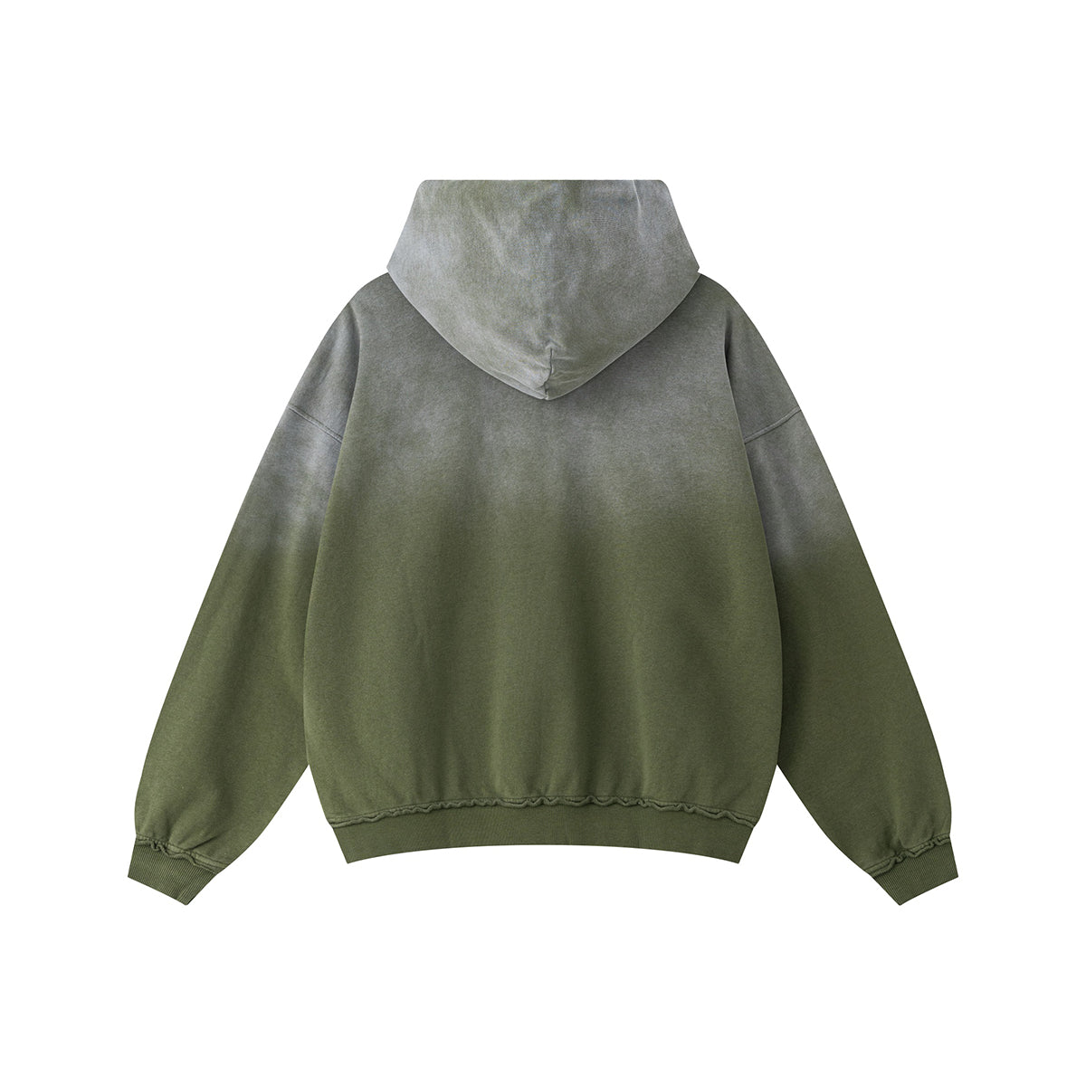 Ombre Raw Edge Kangaroo Pocket Distressed Hoodie