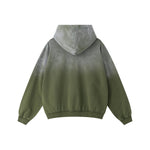 Ombre Raw Edge Kangaroo Pocket Distressed Hoodie