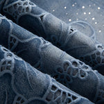 Rhinestone-Transferred & Embroidered Cut-Out Jeans